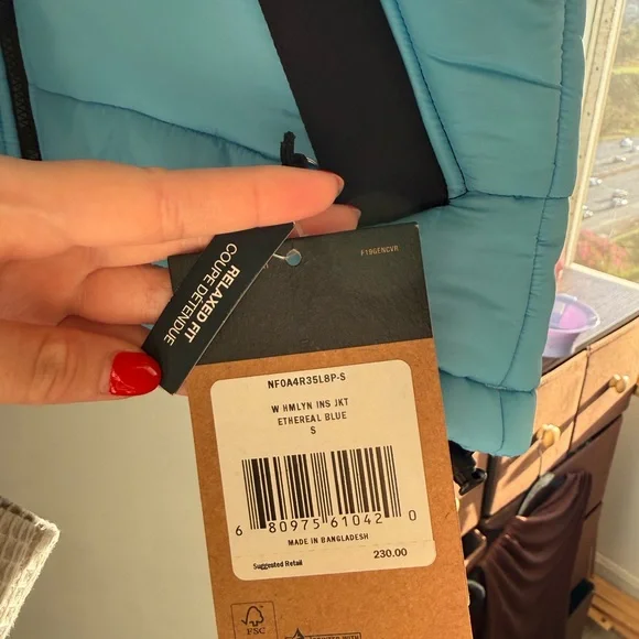 The North Face Light Blue and Black Puffer Jacket